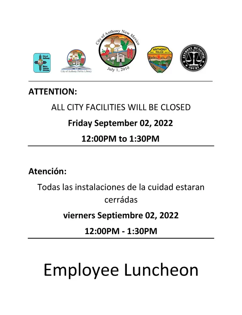 City Facilities Closure Notice