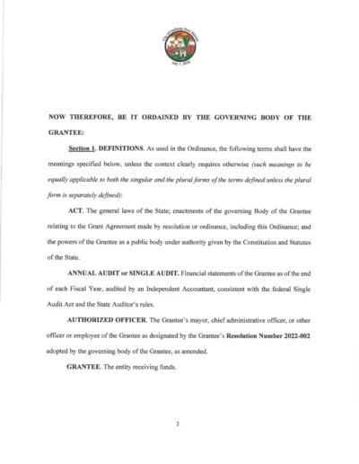 Adopted Ordinance N0. 2022-001 Page 2