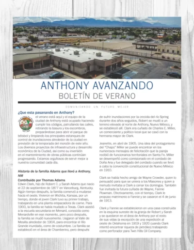 Advancing Anthony Spring Newsletter Spanish