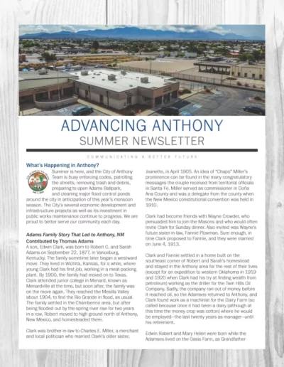 Advancing Anthony Spring Newsletter