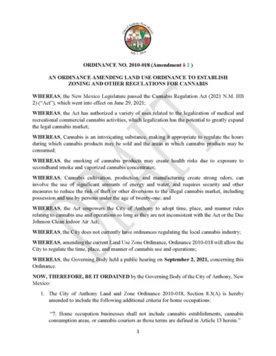 Cannabis Ordinance N0.2010-018 Page 1