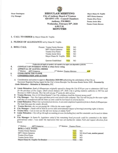 Board of Trustees Regular Meeting Minutes Page 1