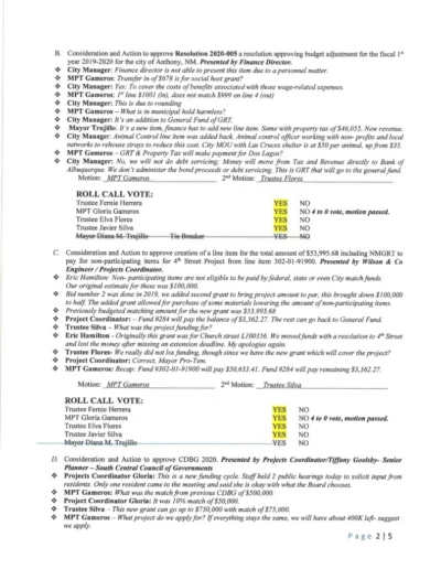 Board of Trustees Regular Meeting Minutes Page 2