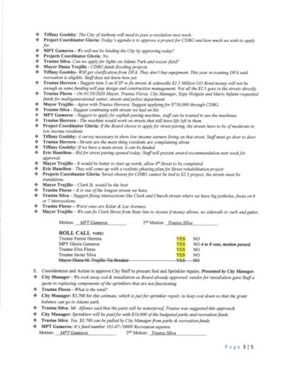 Board of Trustees Regular Meeting Minutes Page 3