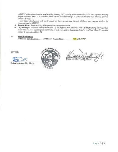 Board of Trustees Regular Meeting Minutes Page 5