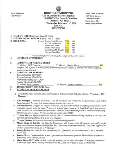 Board of Trustees Regular Meeting Minutes Page 1