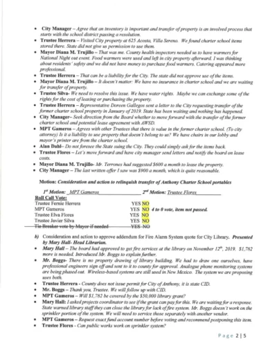 Board of Trustees Regular Meeting Minutes Page 2