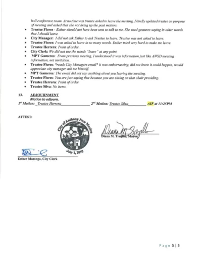 Board of Trustees Regular Meeting Minutes Page 5