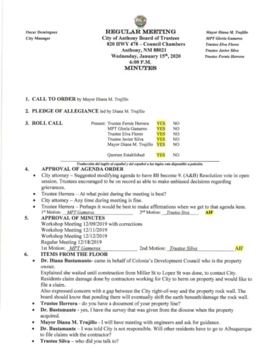 Board of Trustees Regular Meeting Minutes Page 1