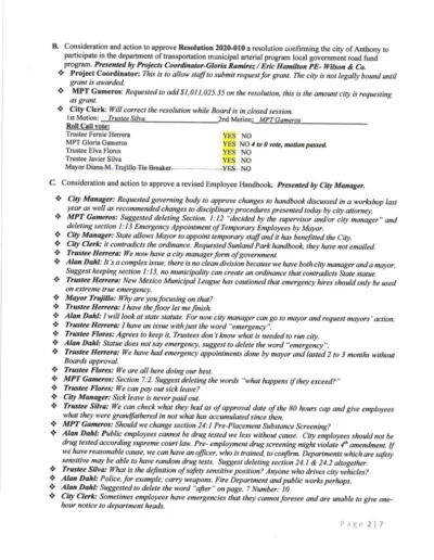 Board of Trustees Regular Meeting Minutes Page 2