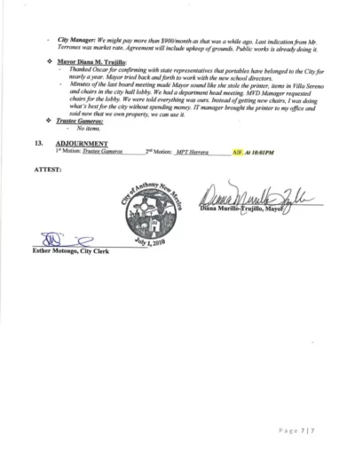 Board of Trustees Regular Meeting Minutes Page 7