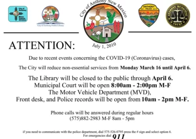 Temporary Hours For City Services Notice