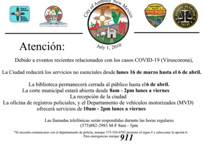 Temporary Hours For City Services Notice Spanish