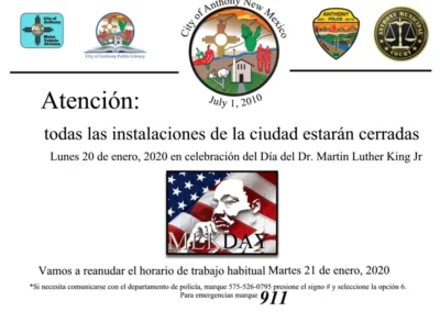 MLK All City Facilities Closed Notice Spanish