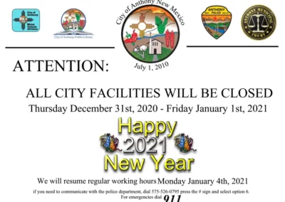 City Closed for New Years Eve and New Years Day Notice