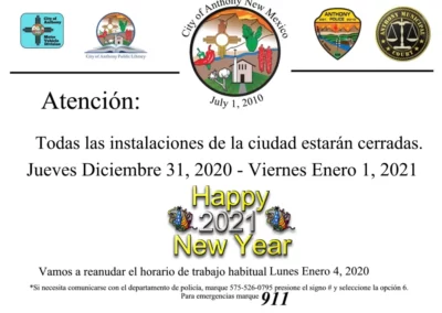 City Closed for New Years Eve and New Years Day Spanish