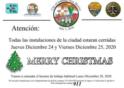 City Closed for Christmas Eve and Christmas Day Notice Spanish