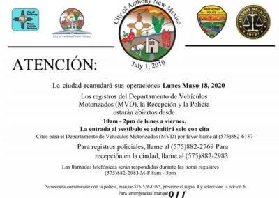 City Reopen Notice Spanish