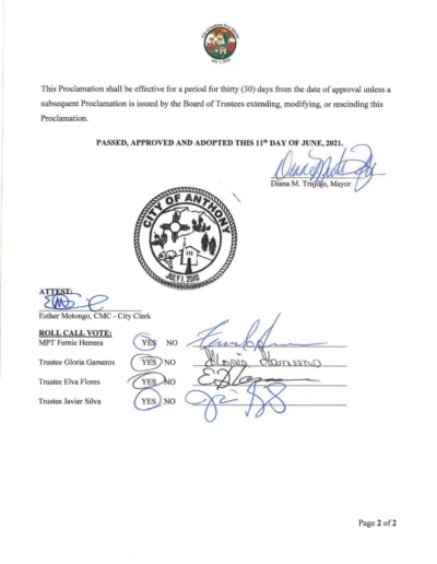 Proclamation of Fireworks Restrictions 2021