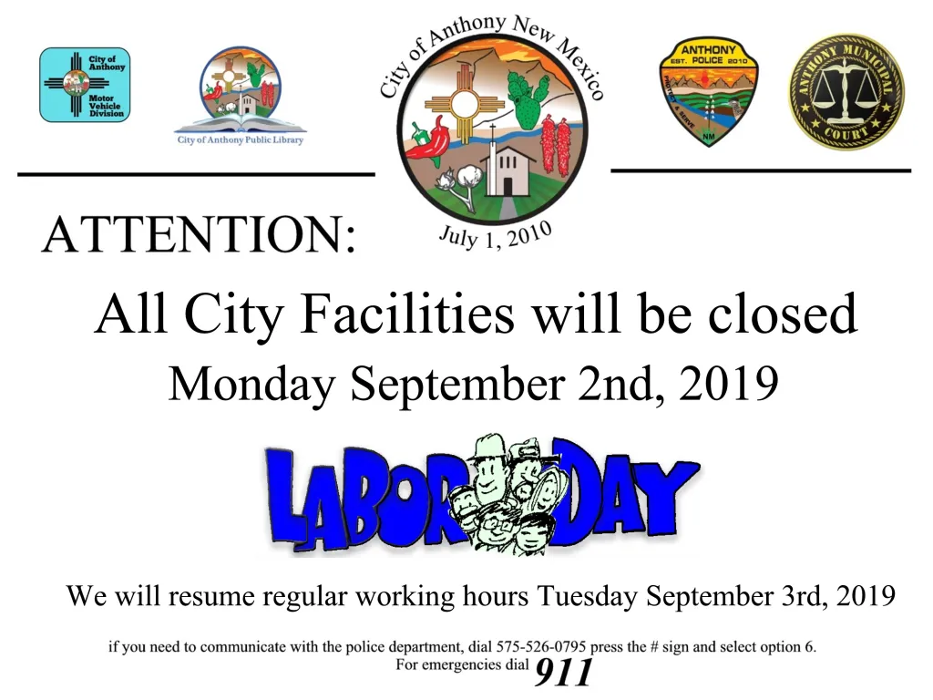 City Facilities Closed Monday Flyer