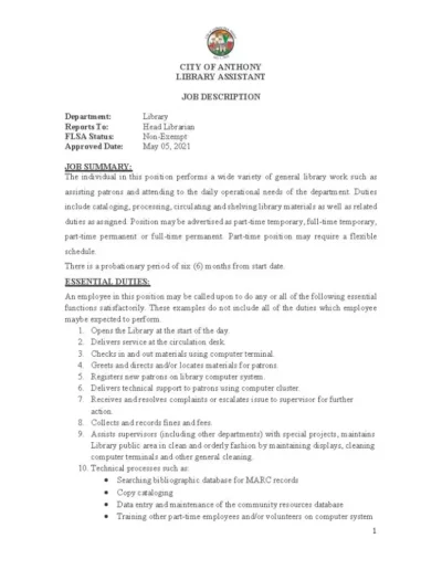 Library Assistant Job Posting Page 2