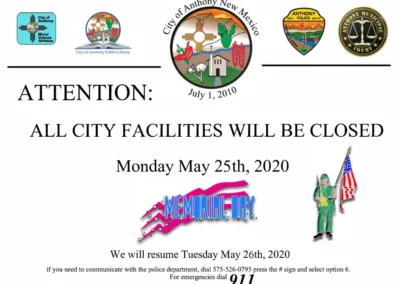 City Closed for Memorial Day Notice
