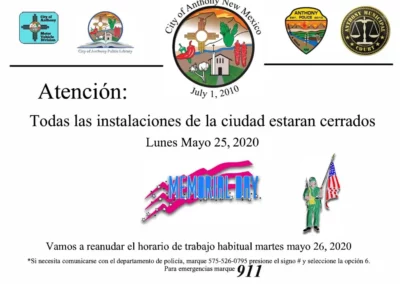 City Closed for Memorial Day Notice Spanish
