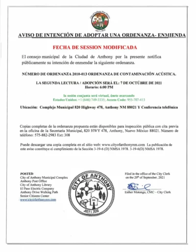 Notice of Intent to Amend an Ordinance Ordinance Page 2