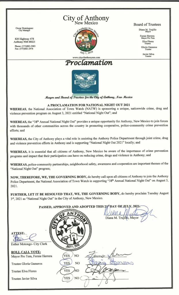 A Proclamation for National Night Out 2021