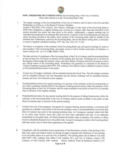 Open Meeting Act Resolution N0. 2020-001 Page 2