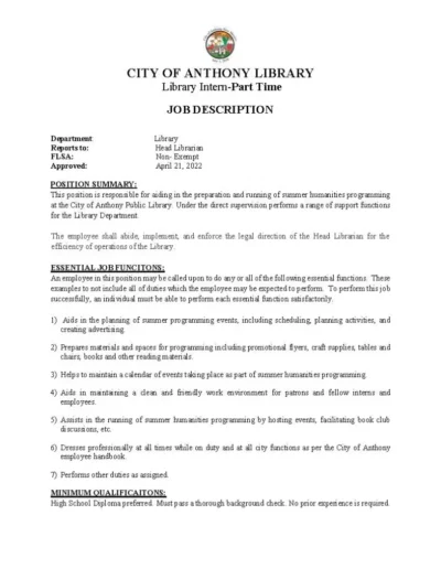 Summer Library Intern Job Posting Page 2