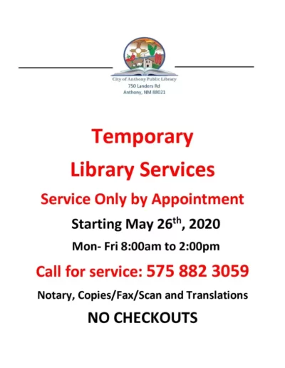 Library Temporary Hours Notice