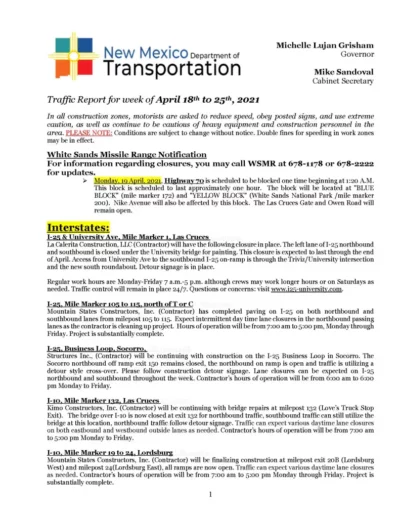 NMDOT Traffic Report