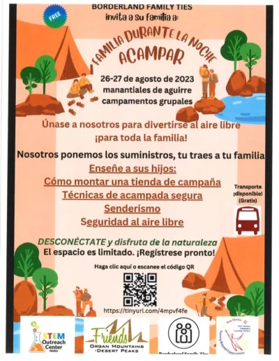 Family Overnight Camp Flyer Spanish