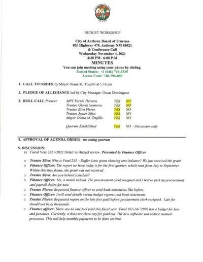 Board of Trustees Budget Workshop Meeting Page 1