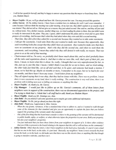 Board of Trustees Public Hearing Minutes Page 2