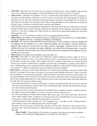 Board of Trustees Public Hearing Minutes Page 3