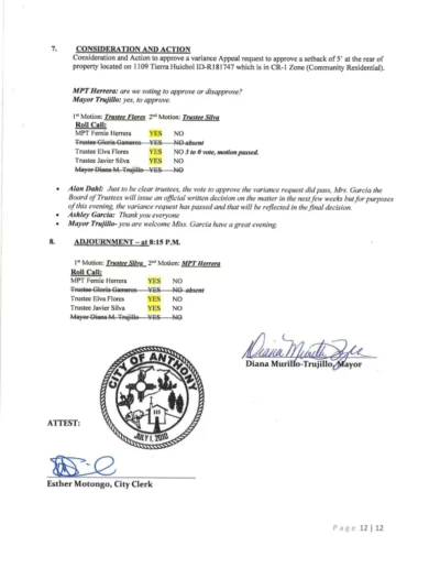 Board of Trustees Public Hearing Minutes Page 12