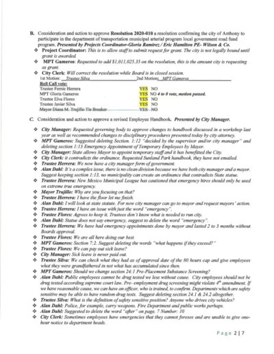 Board of Trustees Regular Meeting Amended Minutes Page 2