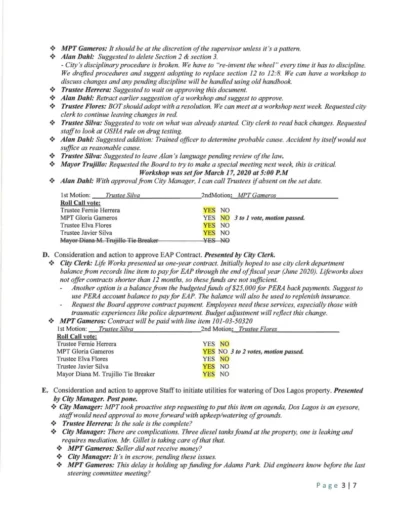 Board of Trustees Regular Meeting Amended Minutes Page 3