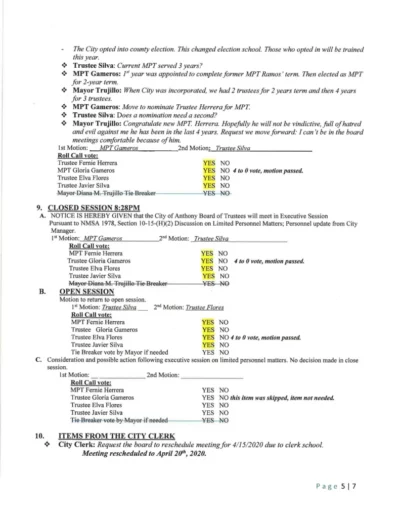 Board of Trustees Regular Meeting Amended Minutes Page 5