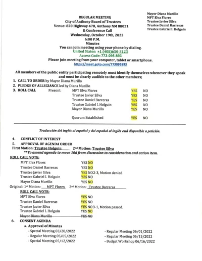 Board of Trustees Regular Meeting Minutes Page 1