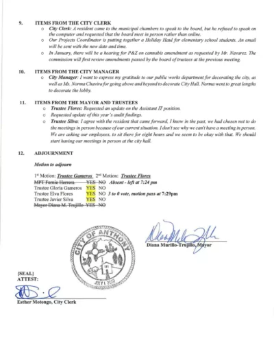 Board of Trustees Regular Meeting Minutes Page 6