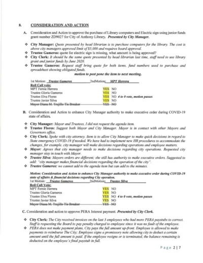 Board of Trustees Regular Meeting Minutes Page 2