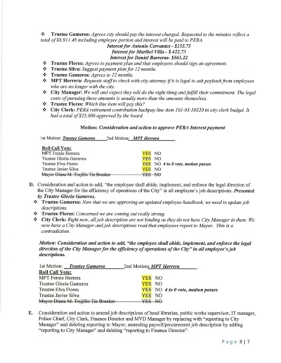 Board of Trustees Regular Meeting Minutes Page 3