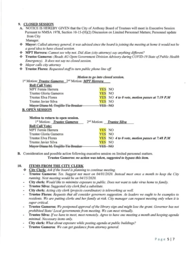 Board of Trustees Regular Meeting Minutes Page 5