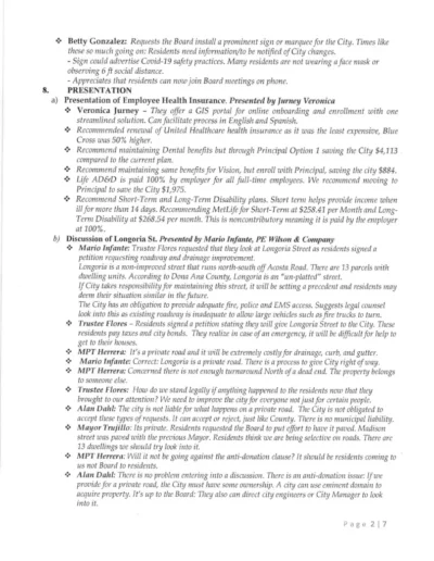 Board of Trustee Regular Meeting Minutes Page 2
