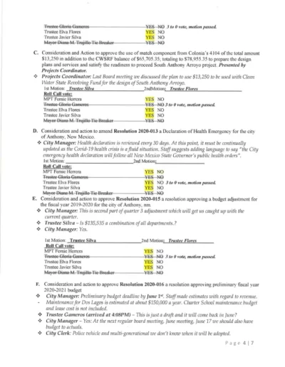 Board of Trustee Regular Meeting Minutes Page 4