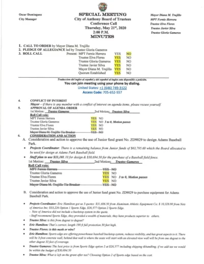 Board of Trustees Regular Meeting Minutes Page 1