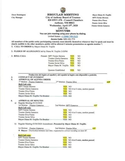 Board of Trustees Regular Meeting Minutes Page 1